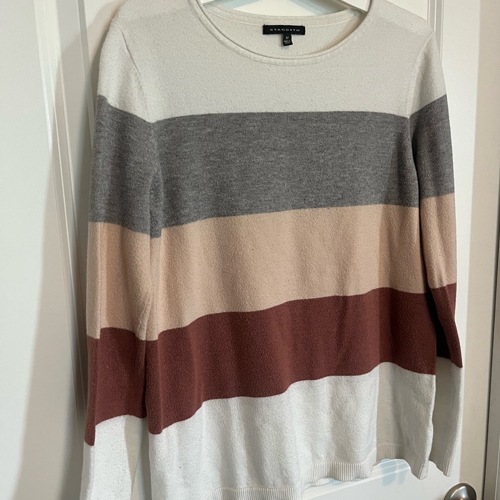 Staccato Striped Sweater In Earth Tones Size Medium